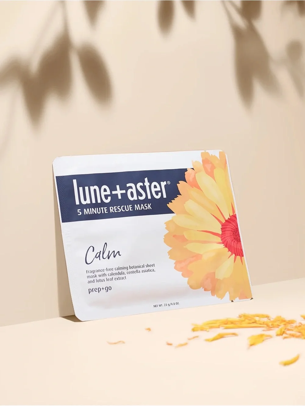 lune+aster Calm 5-Minute Rescue Sheet Mask — Yellow Floral Soothing Mask